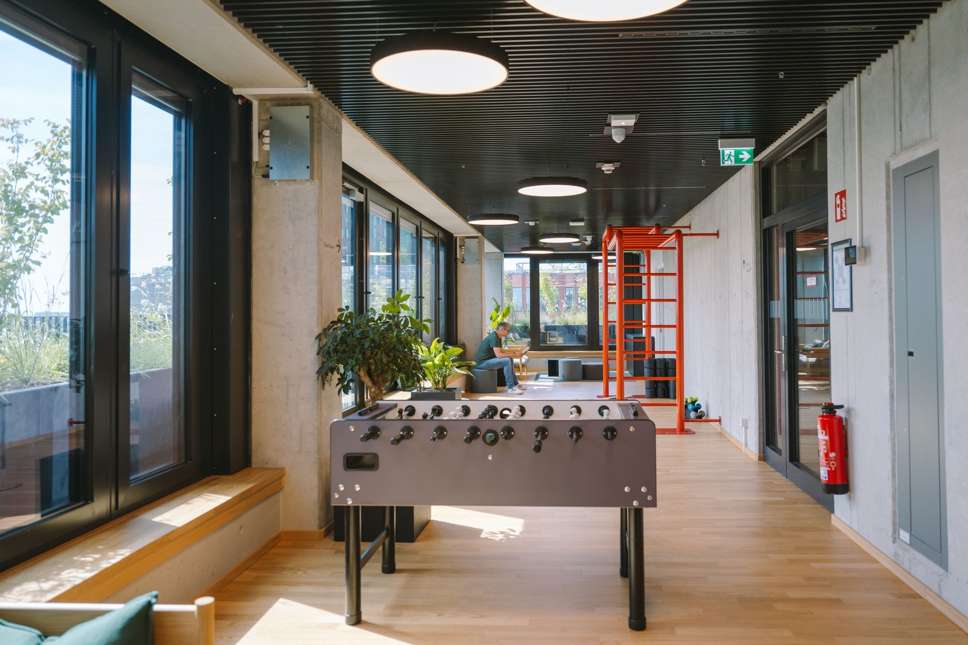 Playground and fitness corner, with soccer or table tennis table for your breaks!